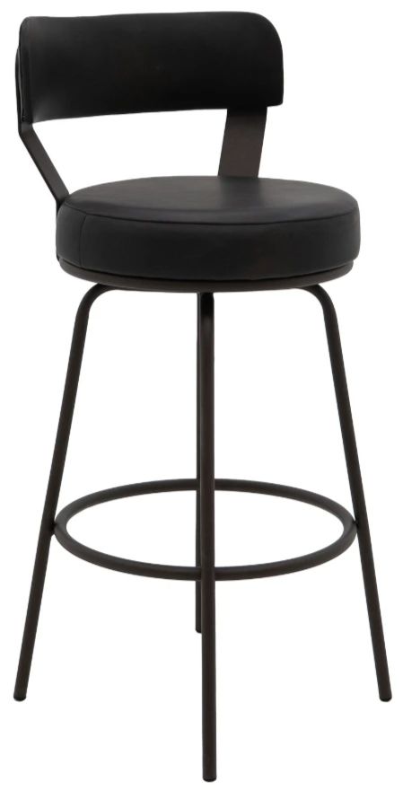 International Furniture Direct Maison Black/Blacksmithing Matte Black 30'' Barstool-0
