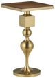 Currey & Company Maeve Walnut Accent Table with Brushed Brass Base-0