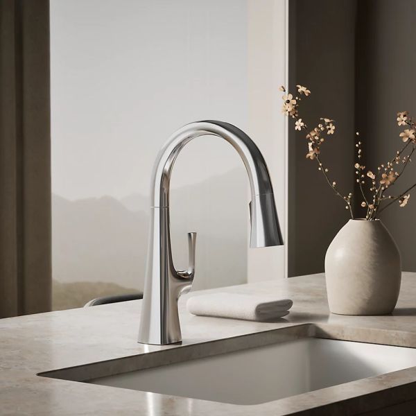 KOHLER® Graze® Polished Chrome 16" Kitchen Sink Faucet with 3-Function Sprayhead-1