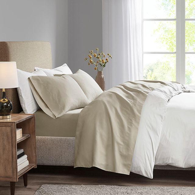 Olliix by Madison Park Khaki Full 3M Microcell All Season Moisture Wicking Lightweight Sheet Set-3