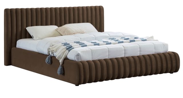 Meridian Furniture Nico Brown Velvet Full Upholstered Panel Bed-0