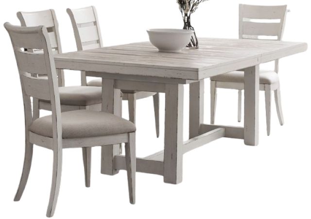 Liberty Furniture Backroads 5-Piece Parchment/Weathered White Trestle Dining Set-0