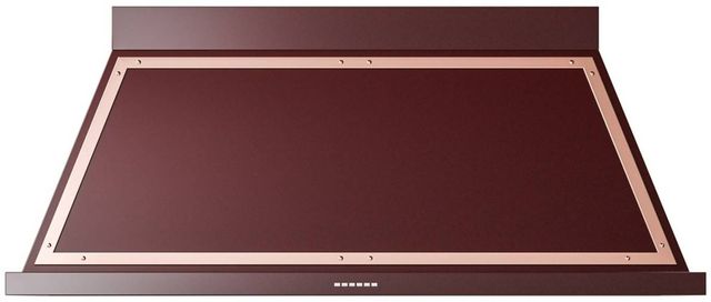 Ilve® Nostalgie II Noblesse 60" Burgundy Wall Mounted Range Hood with Copper Trim-0