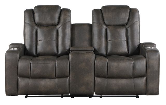 Mazin Furniture McBride Brown/Grey Power Reclining Loveseat-1
