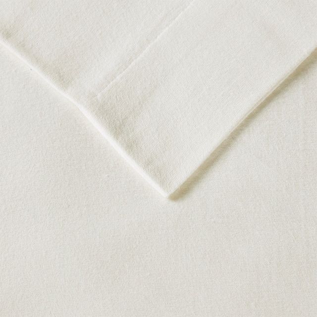 Olliix by True North by Sleep Philosophy Cozy Flannel Ivory Solid Queen 100% Cotton Printed Sheet Set-1