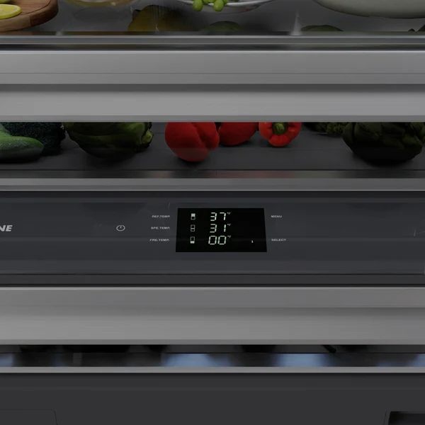 ZLINE Autograph Edition 30" 16.1 Cu. Ft. Stainless Steel Built-In Bottom Freezer Refrigerator with Graphite Gray Interior and Matte Black Accents-2