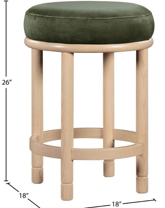 Meridian Furniture Monette Green/Natural Upholstered Counter Stool-2
