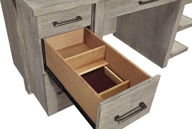 Aspenhome® Platinum Gray Linen 60" Desk with Open Shelves-2