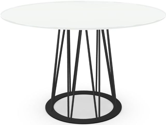 Amisco Customizable Calypso White Glass Dining Table with 48" Tabletop -0