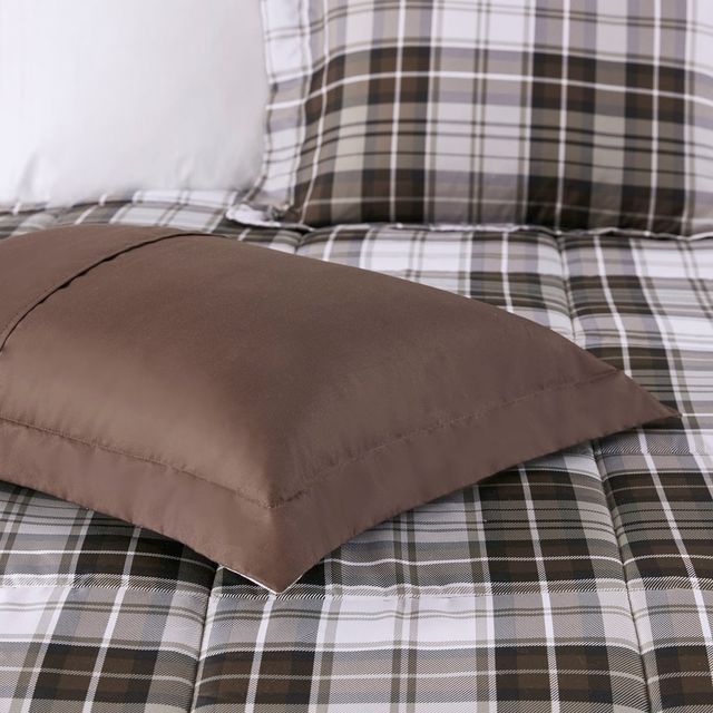 Olliix by Madison Park Essentials Parkston Brown Twin/Twin XL 3M Scotchgard Down Alternative All Season Comforter Set-3