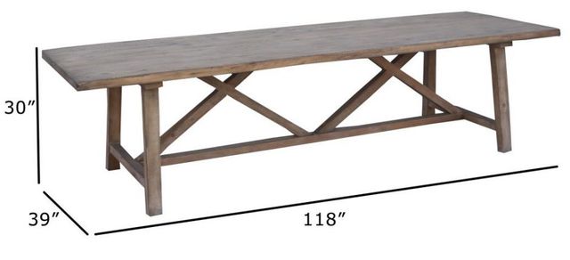 Nest Home Collections Two Harbors Antique Natural 118" Rectangular Dining Table-2
