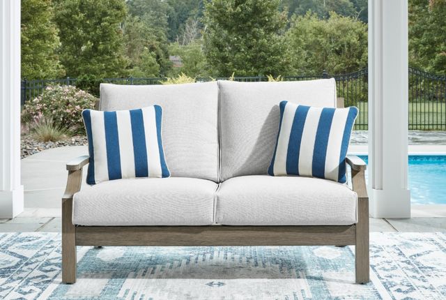 Signature Design by Ashley® Rainier Ranch Beige/Brown Aluminum/Fabric Outdoor Loveseat-5