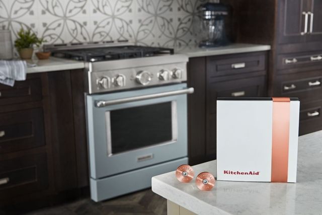 KitchenAid® Copper Commercial-Style Range Handle Medallion Kit-2
