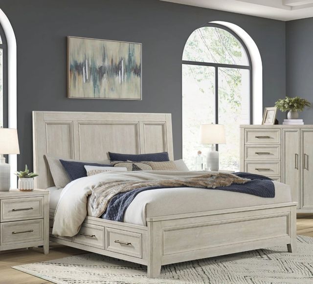 Intercon Carlson Washed Linen Queen Storage Panel Bed-1