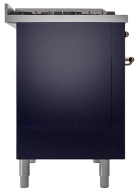 Ilve® Nostalgie II Noblesse 48'' Midnight Blue Pro Style Dual Fuel Range with Brass Trim-2