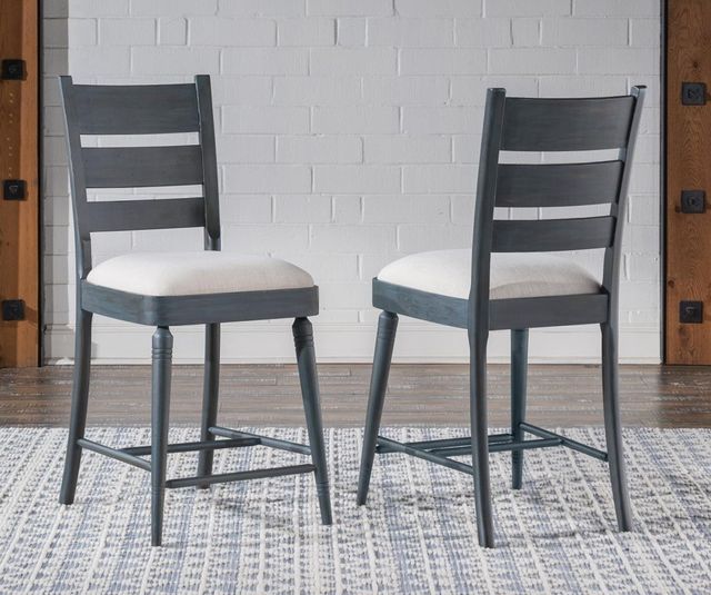 Legacy Classic Lake House Sea Glass Ladder Back Counter Stool-1