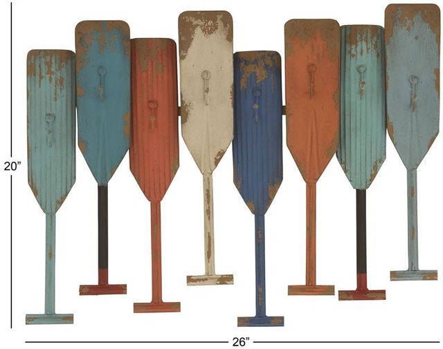 Deco Marche Multi Colored Paddle Distressed Oar Shaped 8-Hanger Wall Hook-3