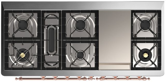 Ilve® Majestic III 60" Antique White Pro Style Dual Fuel Liquid Propane Range with Solid Door and Copper Trim-3