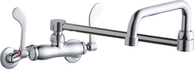 Elkay Chrome Foodservice 3-8" Adjustable Centers Wall Mount Faucet with Double Swing Spout-0