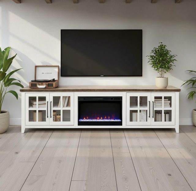 Legends Home Providence Bourbon/White 96" Fireplace Console-1