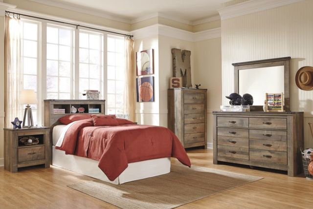 Signature Design by Ashley® Trinell Rustic Brown Twin Bookcase Headboard-1