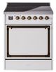 Ilve® Nostalgie II Noblesse 30'' White Pro Style Induction Range with Burnished Trim-0