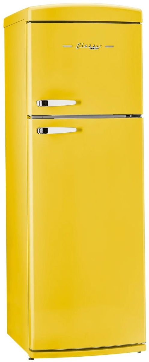 Unique® Appliances Classic Retro 24" 11 Cu. Ft. Canary Yellow Counter Depth Top Freezer Refrigerator-2
