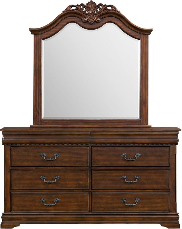 Elements International Northridge Cherry Dresser and Mirror Set-1