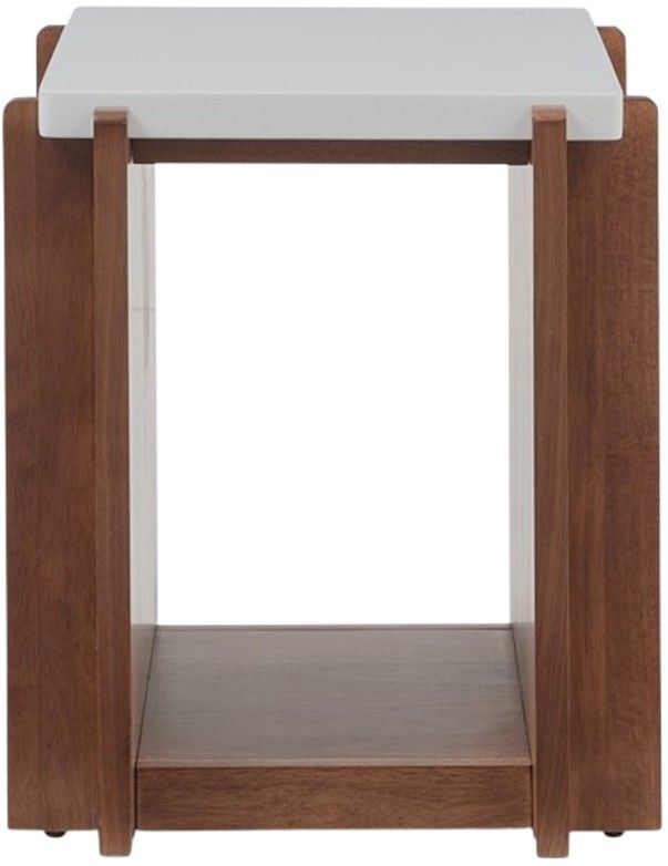 Flexsteel® Lincoln White End Table with Walnut Base-3