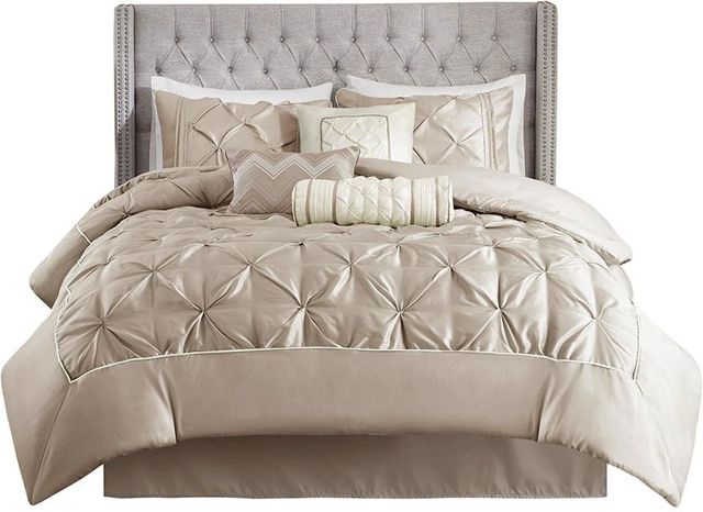 Olliix by Madison Park Laurel 7 Piece Taupe King Tufted Comforter Set