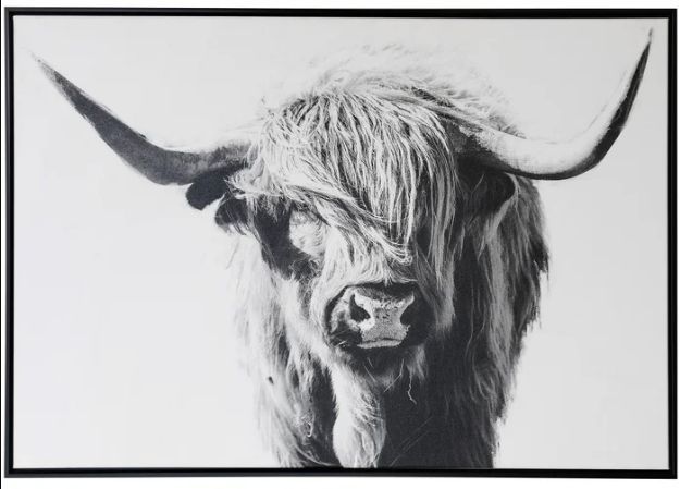 Stylecraft Highland Cow Black/Gray Wall Art-0