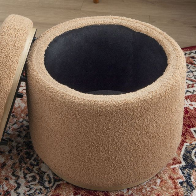 Linon Blanche Tan Storage Ottoman-3