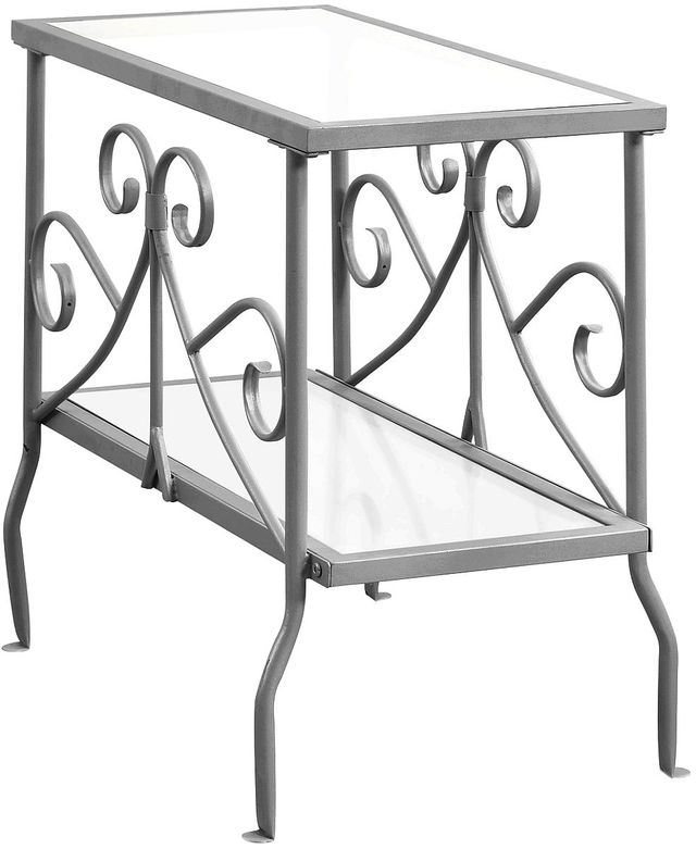 Monarch Specialties Inc. Glass Top Accent Table with Silver Metal Base-0