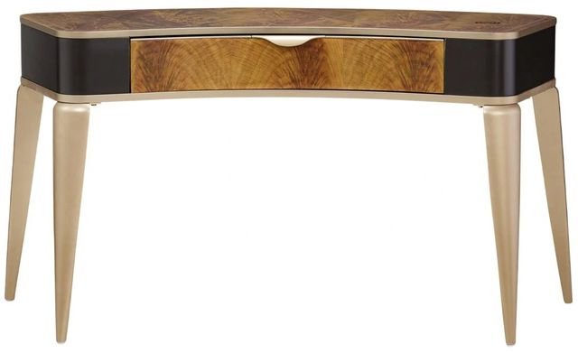 Michael Amini® Malibu Crest Crotch Mahogany Vanity Desk with Burnished Gold Legs-2