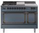 Ilve® Nostalgie II Noblesse 48'' Blue Gray Pro Style Dual Fuel Range with Burnished Trim-0