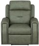 Flexsteel® Felix Forest Green Leather Power Recliner with Power Headrest and Lumbar-4