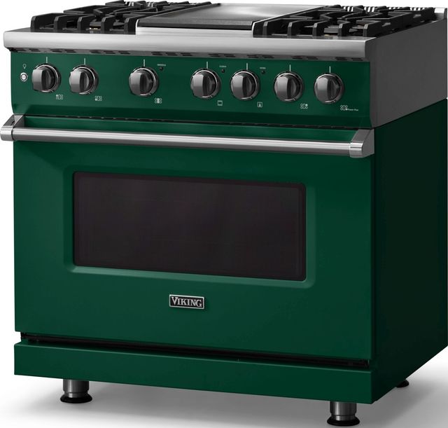Viking® 5 Series 36" Ivy Pro Style Dual Fuel (NG) Range with Polished Chrome Trim-3