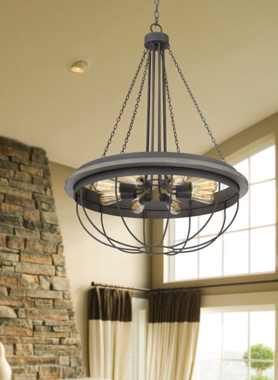 Cal® Lighting & Accessories Nixa Dove Grey Chandelier-1