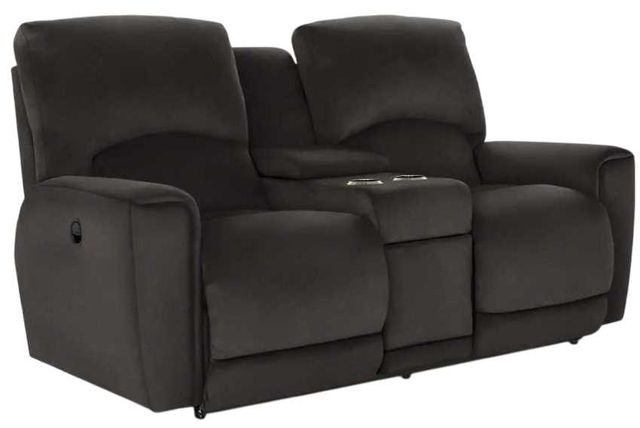 La-Z-Boy® Cassian Dark Chocolate Leather Manual Reclining Loveseat with Console-0