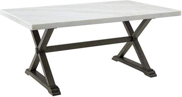 Elements International Lexi White Dining Table with Espresso Base-0