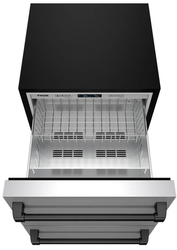 Thor Kitchen® Gordon Ramsay 24" 5.4 Cu. Ft. Stainless Steel Outdoor Under-Counter Refrigerator with Black Handle-1