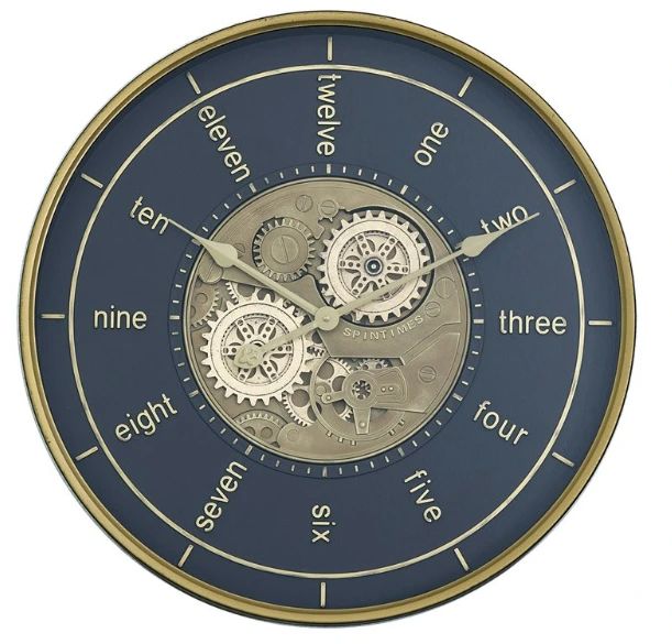 YHD Dark/Gold Modern Word Gear Clock-0