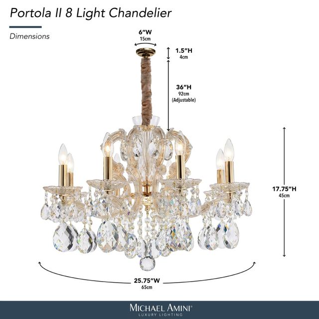 Michael Amini® Portola II Clear 8-Light Chandelier-2