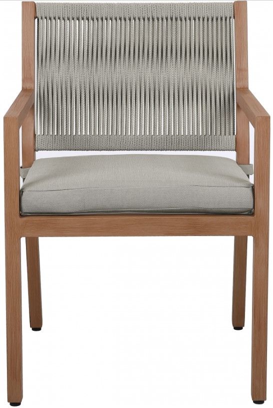 Meridian Furniture Maui Gray/Brown Aluminum Outdoor Dining Arm Chair-1