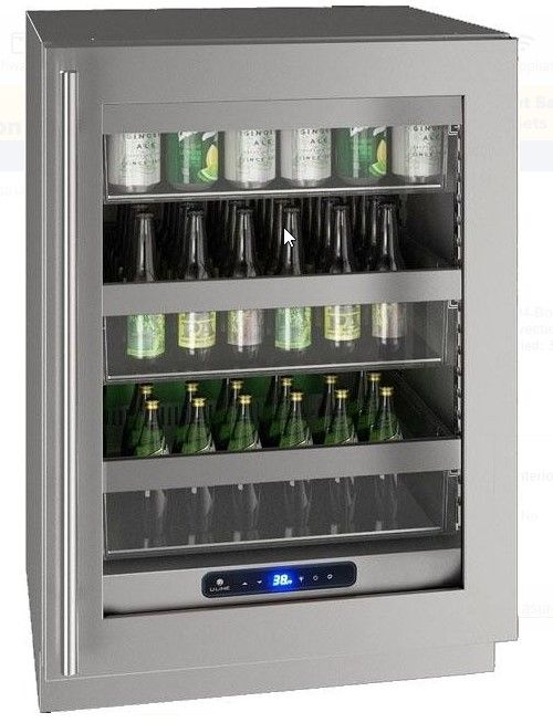 U-Line® Stainless Steel 24" Reversible Hinge Refrigerator-0
