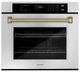 ZLINE Autograph Edition Professional 30" Stainless Steel True Convection Single Wall Oven with Air Fry and Self Clean with Polished Gold Helix Handle -0