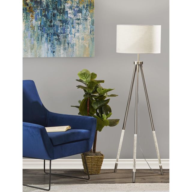 Adesso® Della Brushed Steel Nightlight Floor Lamp-2