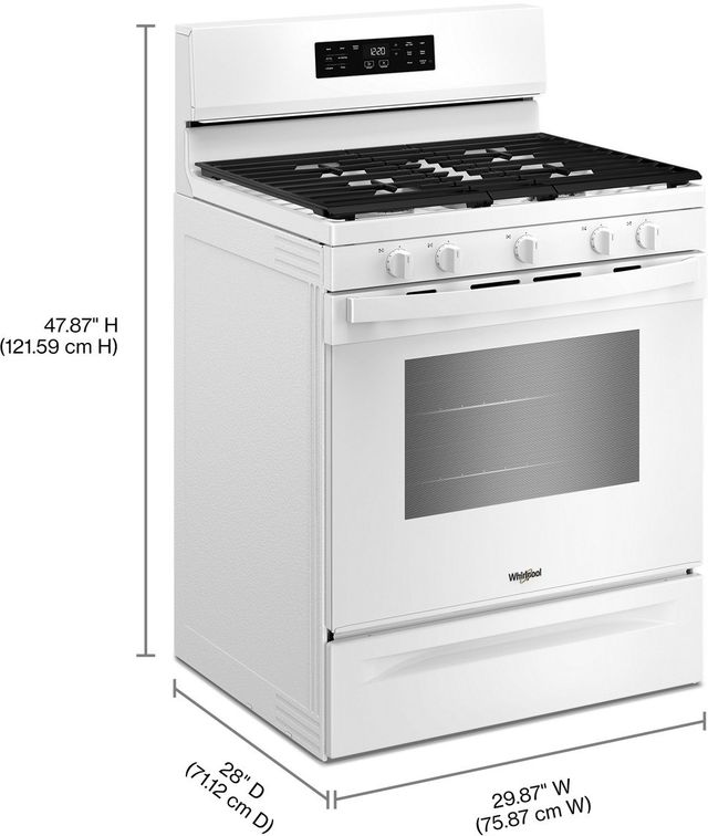 Whirlpool® 30" White Freestanding Gas Range with Air Cooking Technology and Steam Clean-2
