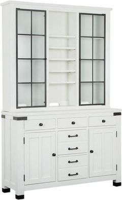 Magnussen Home® Harper Springs Silo White Server with Hutch with Textured Glass
