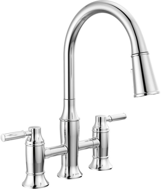 Delta Renaldi® Lumicoat® Chrome Two Handle Bridge Kitchen Faucet-0